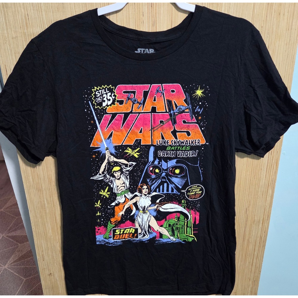 Star Wars Mad Engine Comic Book Graphic T-Shirt Black Luke‎ Leia Vader Mens M